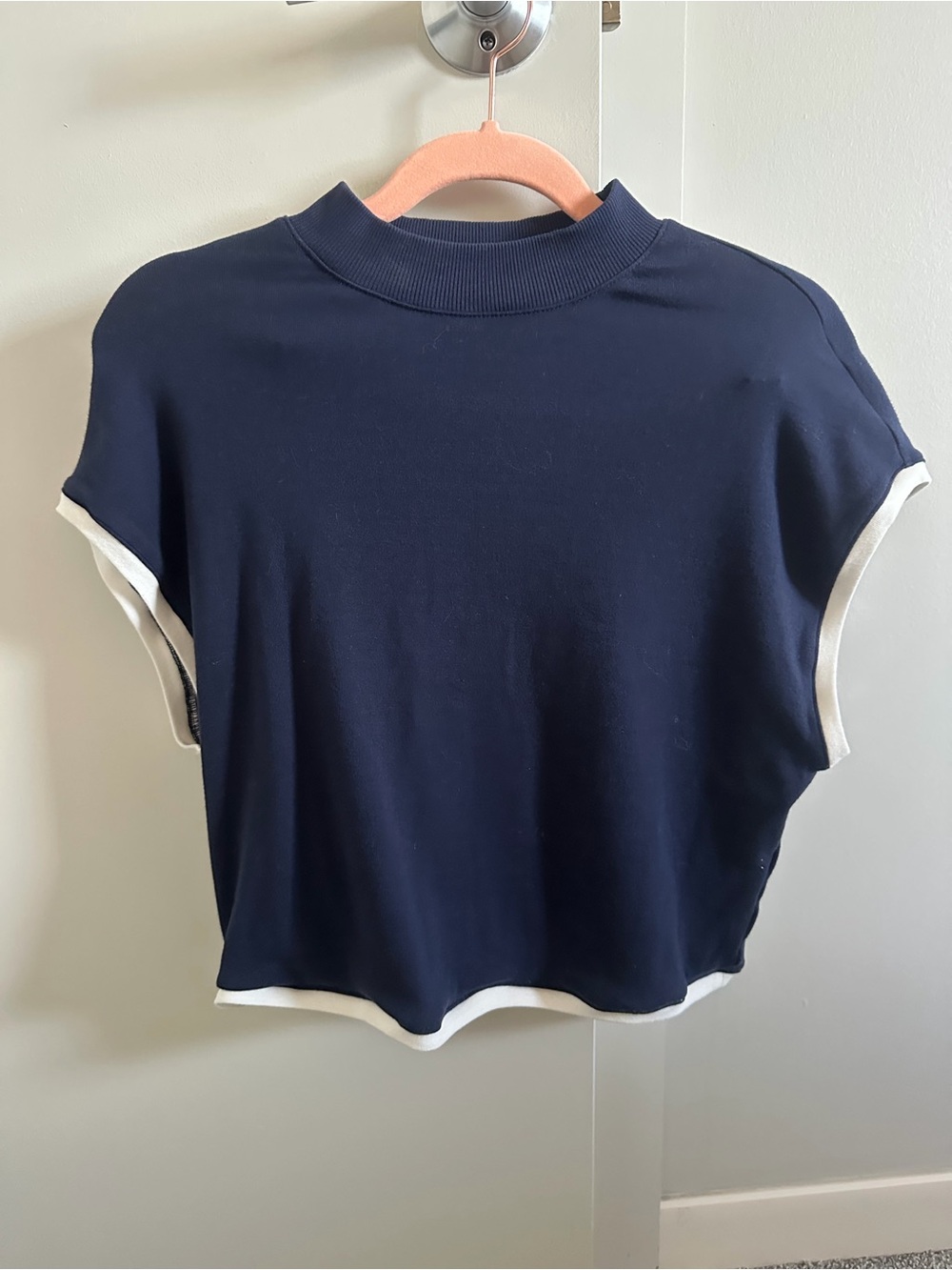 Maeve Navy Short-Sleeve Tee with White Trim